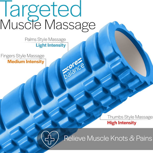 Core Balance Foam Roller for dypvevsmassasje, Trigger Point Grid Sports Massasjeapparat, Fitness Gym Physio (Blå)