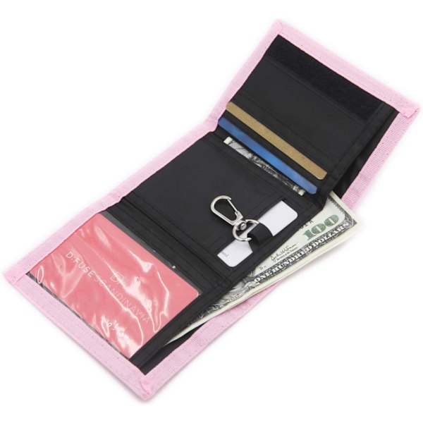 RFID Slim Kamouflage Plånbok/Tredelad Canvas Utomhus Sportplånbok för Pojkar & Barn - Rosa