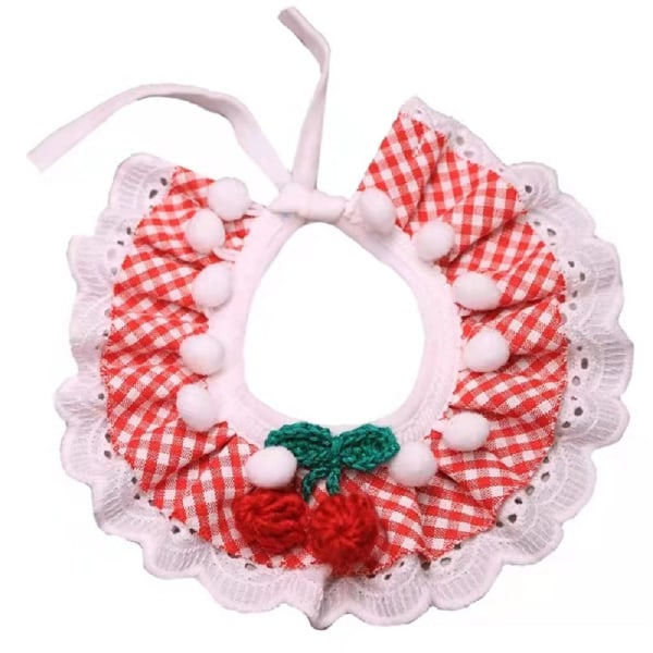 Cat Collar Soft Personalised Pet Collar Lace Bow Tie Cute Hand Knitted Collar Pet(XS:20CM/7.87IN, red)