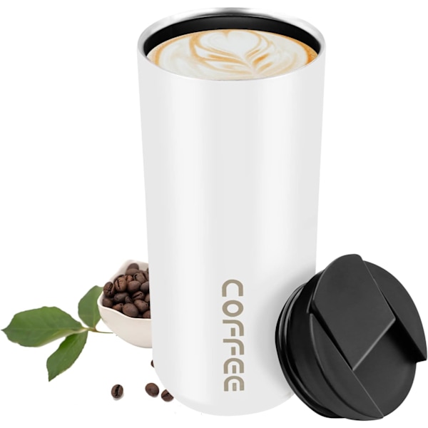 Travel Mug, 550ML Double Wall Vacuum Insulated Stainless Steel Coffee Mug with Leakproof Lid, Eco-Friendly, for Hot and Cold Water, Coffee and Tea