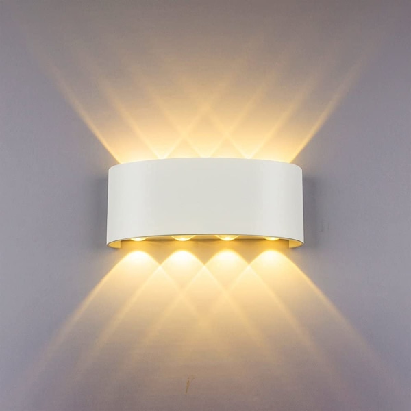 Modern Vägglampa 8W Vit LED Sconce Up Down Vägglampa Vattentät Ljus, Badrumsinredning Varm Vit [Energiklass F]