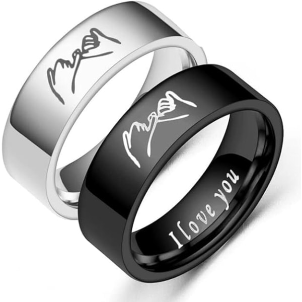 Couple Rings Hand in Hand Engagement Ring Set I Love You