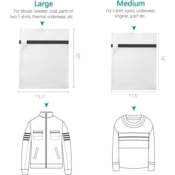 Tvättrådsnät Tvättrådsväska Hållbar Maskintvättväska för Delikata Plag, Blusar, Skor, BH, Underkläder, Babykläder, Tvättrådsväska - Set om 6