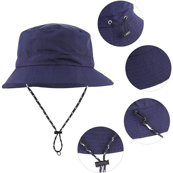 Solhatt for menn Dame Sommer UPF 50+ Boonie-hatt Sammenleggbar utendørs vanntett bøttehatt med bred kant
