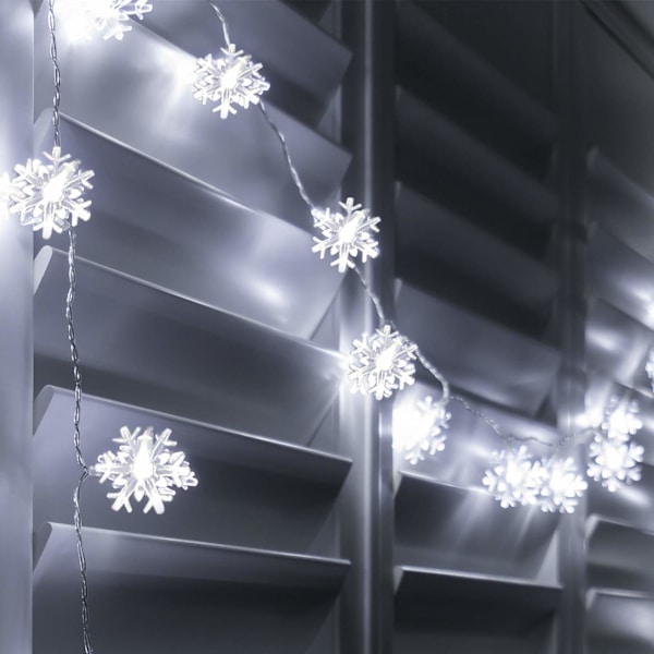 LED Vit Snöflinga Batteridriven Inomhus Ljusslinga Juldekoration Träd (40 LED)