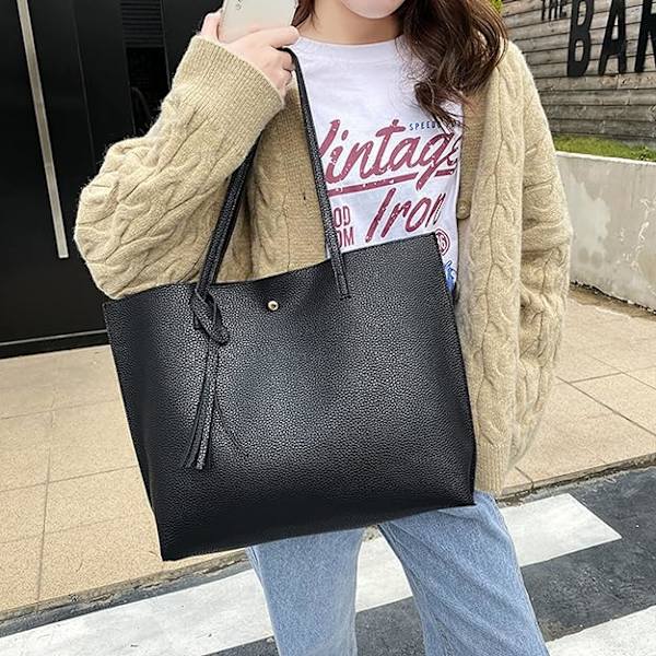 Tote Bag for Kvinner, Dameveske, Myk PU-Lær Stor Kapasitet Kvinners Topphåndtak Skulderveske Julegave