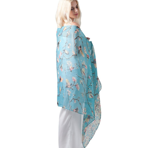 Dammode Fågeltryck - Långa Halsdukar Blommiga Halsdukar - Sjal Wrap Gåvor Till Kvinnor