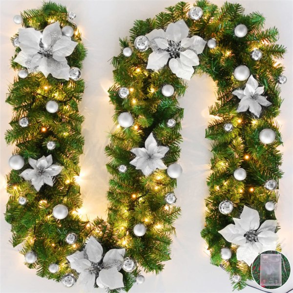 Julekrans med LED-lys, 2,7 m (9 fot)