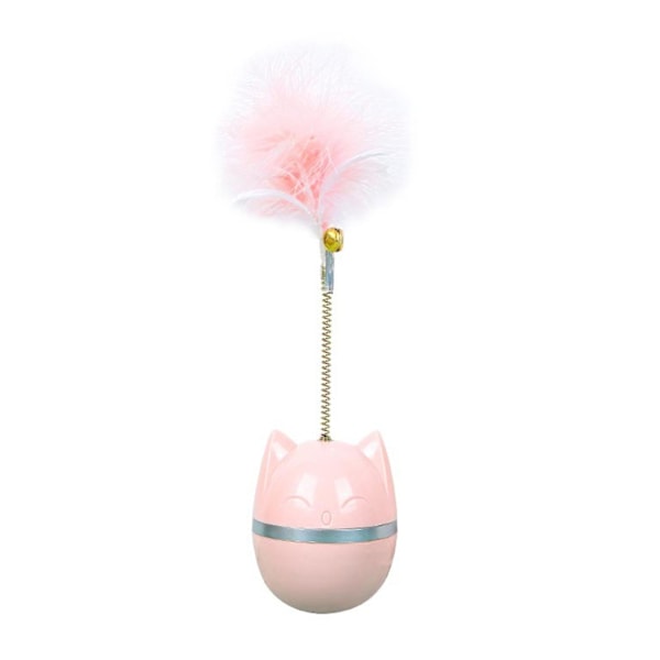 Cat Feather Toy Interactive Funny Cat Teaser Toys with Bell - 360 Degree Rotation Dusty Pink - for Indoor Home