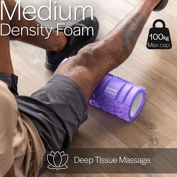 Core Balance Foam Roller for dypvevsmassasje, Trigger Point Grid Sports Massasjeapparat, Fitness Gym Physio (Lilla)