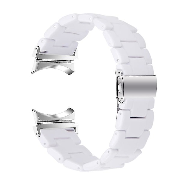 För Samsung Galaxy Watch 5 40mm / 44mm / Watch 5 Pro 45mm Resin Watch Band Rostfritt Stål Spänne Armband Armband, Vit