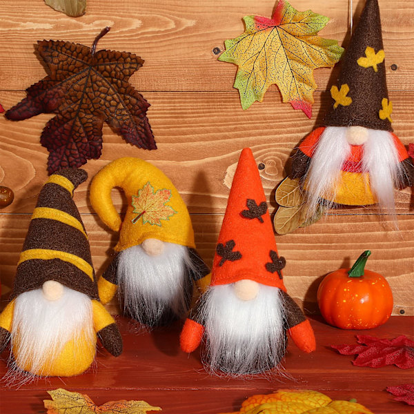 Thanksgiving Fall Gnome Handgjorda Elf Prydnad (8 stycken)