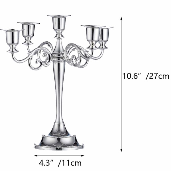 Silver Kandelaber Hållare 5 Arm 27cm Tall Taper Candles