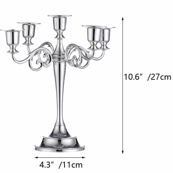 Sølv Candelabra Holder 5 Arm  27cm Høj Taper Lys