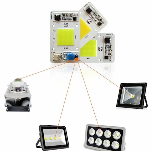 2 stk. LED-chip 50W hvid 6000K 220V COB LED-chip