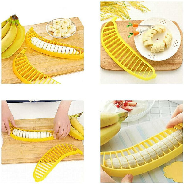 Bananskärare, praktiskt köksredskap, plast sallad frukt skalare skärare hackare (2 st)