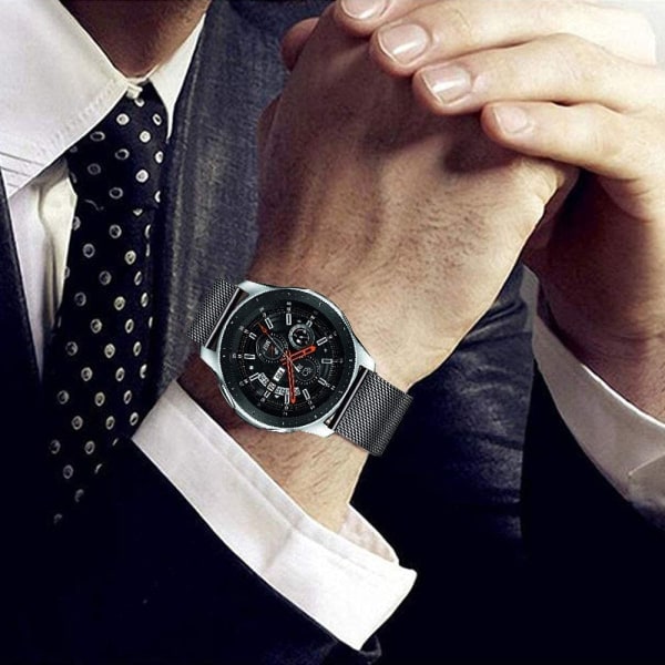 22 mm klokkerem，Quick Release rustfritt stål svart sløyfe kompatibel for Samsung， Klokkebånd (svart)