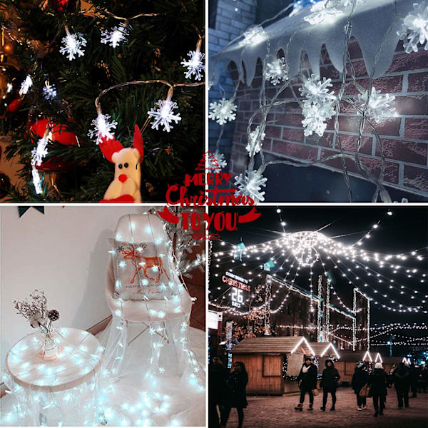 Joulu lumikide valot 20 ft 40 LED (kylmä valkoinen)