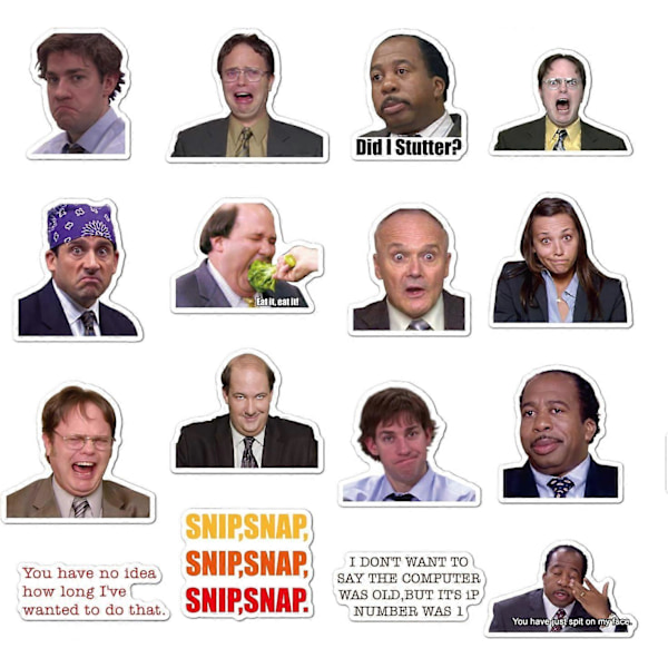 The Office -tarrat, 50 kpl vinyylitarroja vesipulloihin, kannettaviin tietokoneisiin, toimistoon