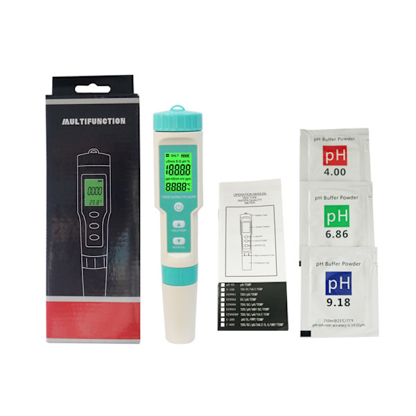 Digital PH-måler, 7 i 1 PH/TDS/EC/ORP/S.G/Salinitet/Temp-måler