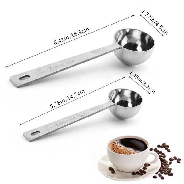 2 stk. kaffeske 1 spiseske 15 ml og 2 spiseskeer 30 ml