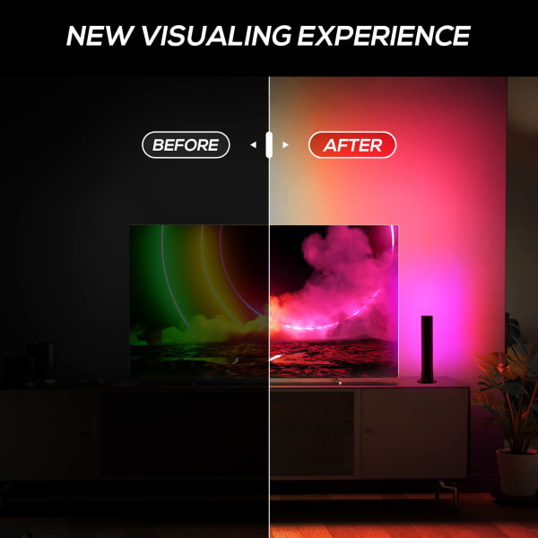 Smart LED-lysstang-RGB-lampe med flere lyseffekter og musiktilstande Lys-tv-baggrundsbelysning/rumdekoration/skrivebord/spiltilbehør.
