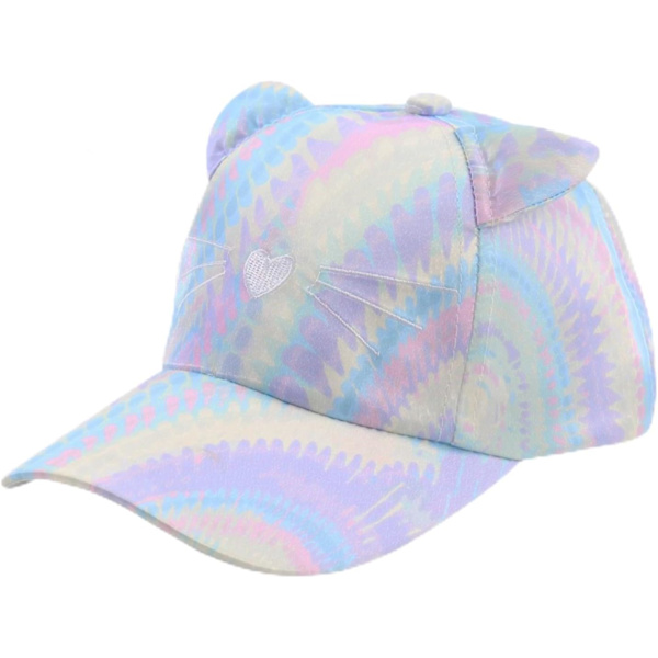 Baseballcaps for jenter, fargerik katt sommercaps justerbar hodeomkrets caps hestehale caps justerbar snapback caps rosa
