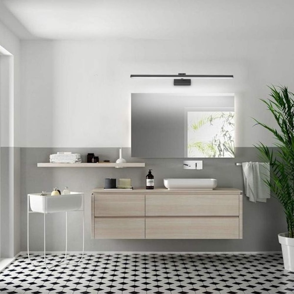 LED-peilivalo kylpyhuone IP44 16W 1170lm vaatekaappivalaisin moderni sisäseinävalaisin 4000K valo, musta