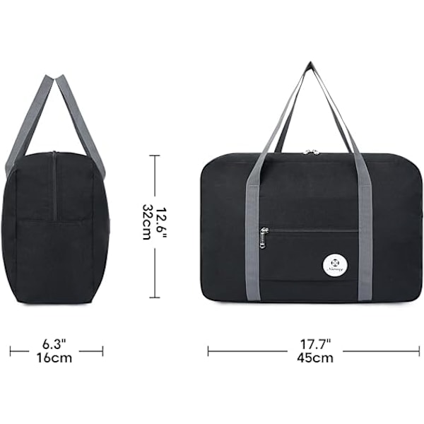 Til Spirit Airlines Personlige Ejendele Taske 18x14x9 Foldbar Rejsetaske Overnatning Håndbagage Taske til Kvinder og Mænd Black