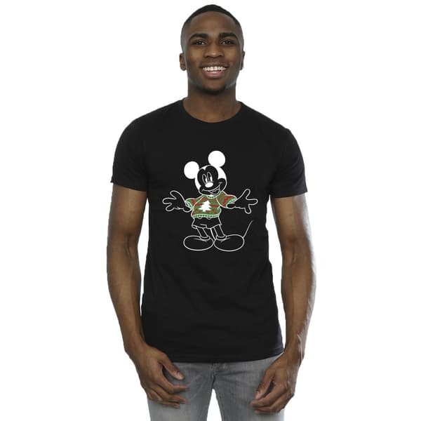 Disney Mickey Mouse jule-T-shirt til mænd M Sort Black M