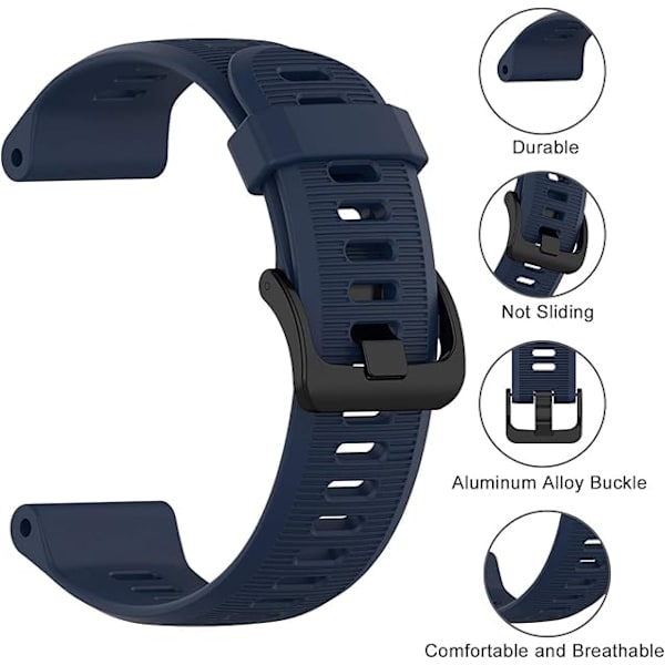 Rem for Forerunner 945/935, 22mm Silikon Urrem til Forerunner 955/965, Garmin Fenix 6/5, Quatix 5 dark blue