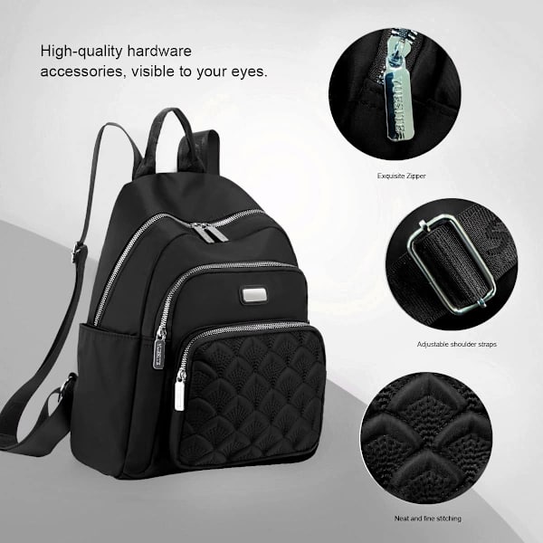 Kvinnors Ryggsäck Nylon Casual Ryggsäckar (Svart)