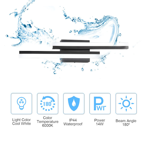 LED-badrumsbelysning 14W kall vit 6000K, 55cm