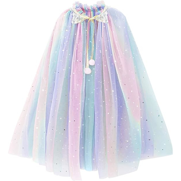 Färgglad prinsesskappa, prinsessklänning, M