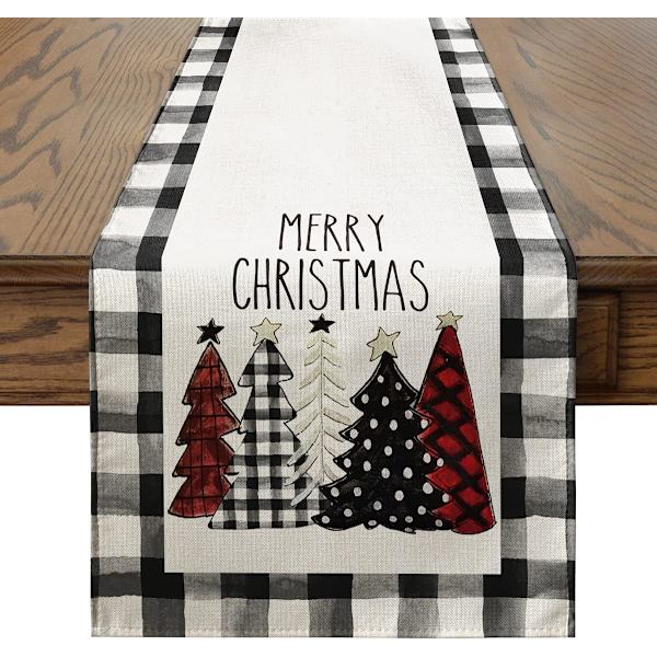 Vesiväri Buffalo Plaid Joulukuusi Pöytäjuoksija 13x108in