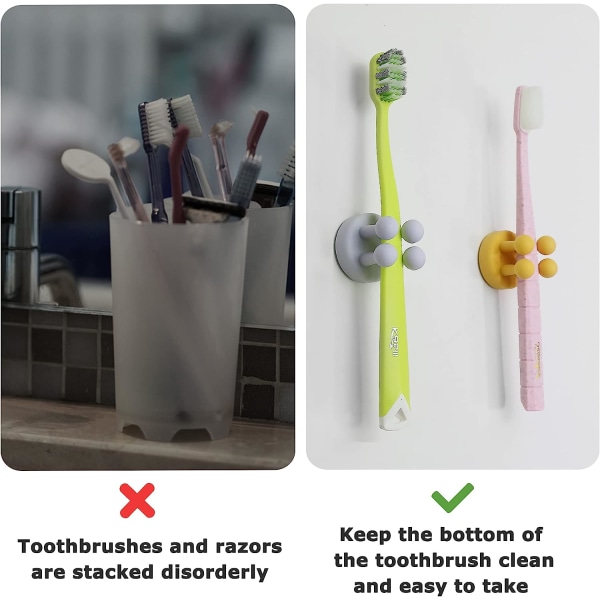 4 stk Silikon Tannbørsteholder Multifunksjonell Krok Vanntett Selvklebende Veggplugg Holder Green
