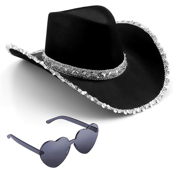 Kostumer Voksen Texan Cowboy Hat Fancy Dress Festtilbehør, sort