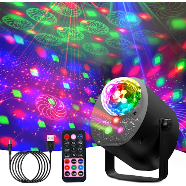 Disco Lys Partylys, 3 i 1 Diskokule Lys 32 Mønstre med Fjernkontroll for Party DJ Bar Klubb Festivalforestilling