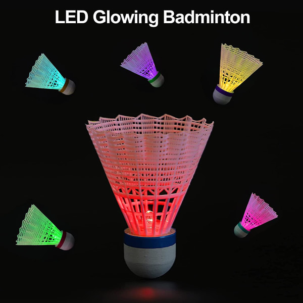 Led Badmintonballer, 6 stk. LED-lys badminton, Led Nylon Sport Badminton, Led Badmintonballer, Natt Badmintonballer