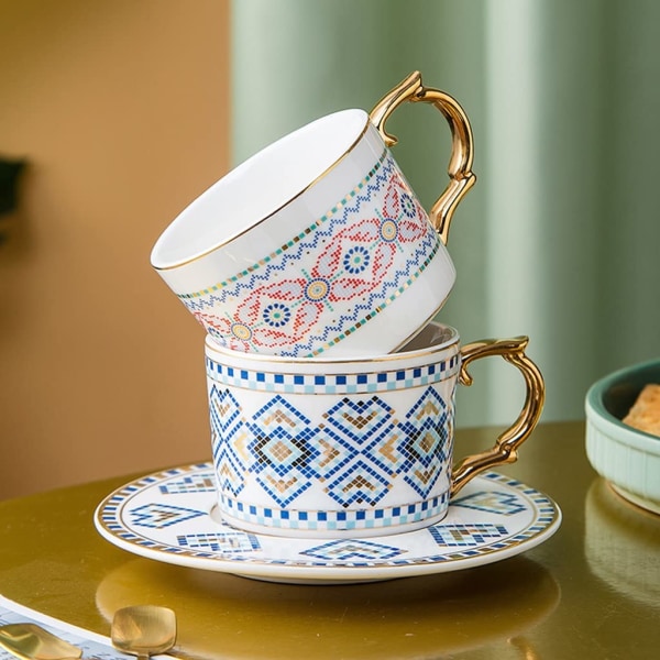 Keramisk Kaffe Krus Lys Luksus Keramisk Kaffe Kopp Europeisk Retro Sett Hjem Stil Engelsk Ettermiddagste (A)