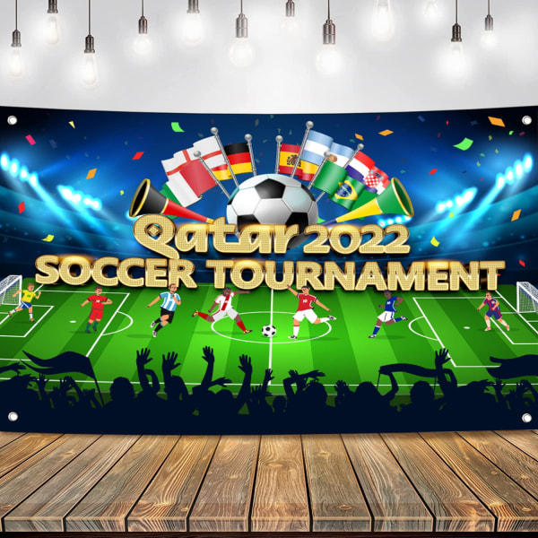 Qatar 2022 Soccer World Tournament Banner Backdrop Decor