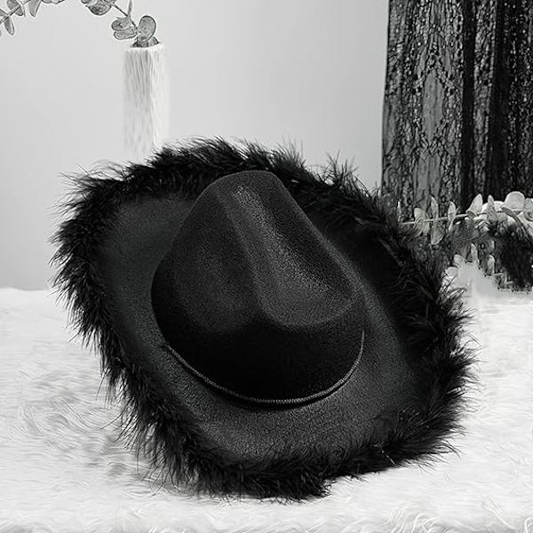 Kvinders Filt Cowboyhat til Fastelavnskostume Rollespil Cosplay Fødselsdagsfest, sort