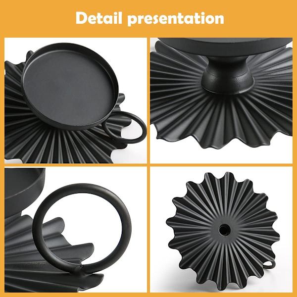 Metallkandelaber Set om 2, Svart Vintage