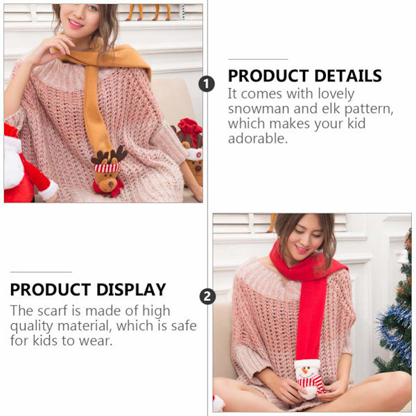 2-pack Jultemadesign Halsscarf Rensa Spets Halsduk Jul Stil Söta Snögubbe Halsduk Krage Halsduk Jul Lång Halsduk God Jul