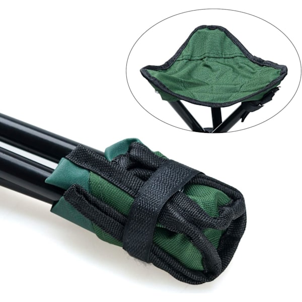 Udendørs Tripod Skammel Bærbar Foldbar Lille Tripod Lærredsstol til Vandreture, Camping, Fiskeri, Picnic (Grøn)