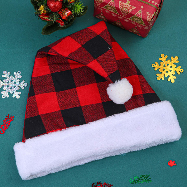 6 Pack Christmas Santa Hat Ruudullinen Joulupukki Hat Ylellinen Pehmohattu