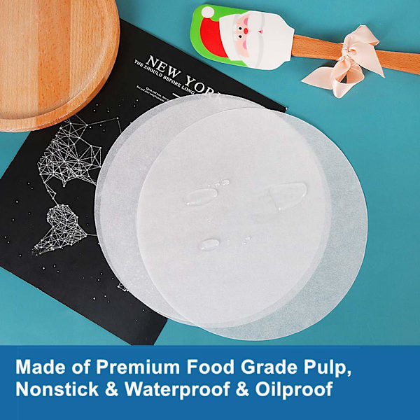 9 tommers Non Stick Baking Parchment Paper Rounds, Set of 200