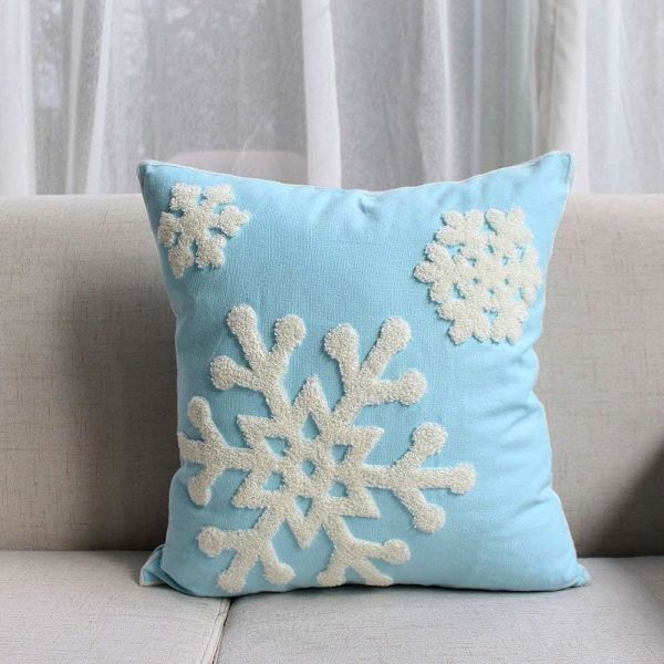 18x18in Mjuk Canvas Jul Vinter Snöflinga (1 Par,Himmelsblå)