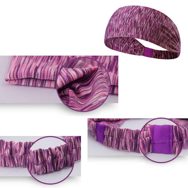 3PCS Sportpannband för kvinnor, löpning yoga träning pannband elastisk bomullstyg lätt halkfri svettavvisande svettband