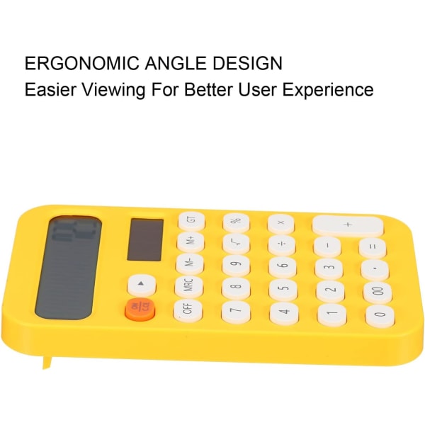 Stasjonær kalkulator, 12-sifret stor LCD-skjerm, standard funksjoner, bærbar søt kalkulator for hjemmekontor